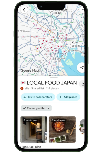 Japan trip map
