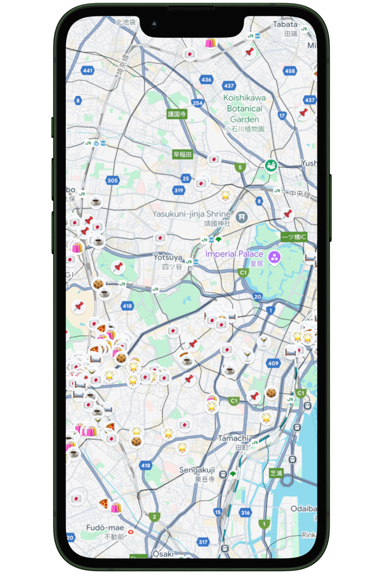 Japan map Tokyo spots